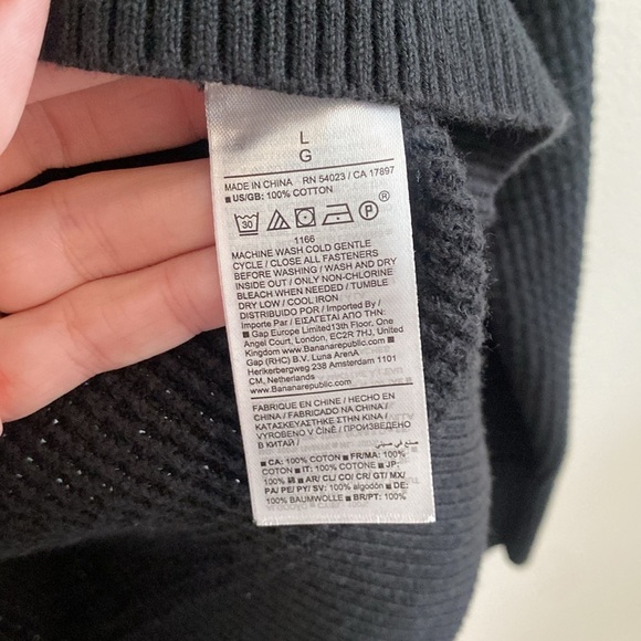 NWT Banana Republic Men's Cotton Waffle-Knit Half-Zip Sweater Black Size Large - Picture 8 of 11